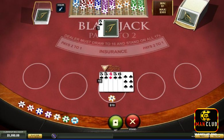 Game bài Blackjack là một trong những game bài người mới nên chơi nhất tại Manclub